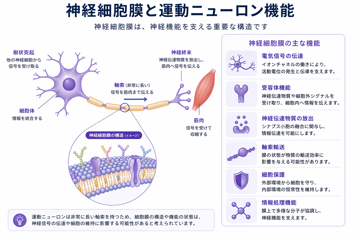神経細胞膜と運動ニューロン機能図